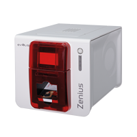 Imprimante de cartes Evolis Zenius, transfert thermique, design élégant, simple face, monochrome, couleur, design compact, USB/Ethernet, 58 mm, 300 dpi