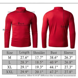 Vêtements d'hiver pour hommes avec logo personnalisé chemise à col haut coupe ajustée t-shirt vierge à manches longues et col roulé uni - Product Image 6