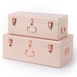 Boîte de rangement en métal et cristal rétro antique, boîte à bijoux et à produits anciens, boîte cadeau en bois, organisateur de bijoux - Product Image 2