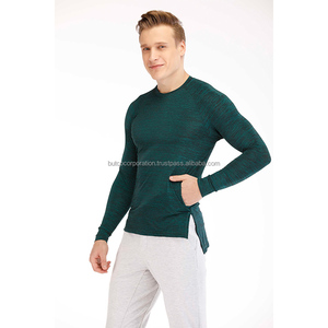 Haute qualité personnalisé Compression hommes Gym T-Shirt à manches longues vêtements de sport col rond solide tricoté 180 grammes en gros personnalisé - Product Image 5