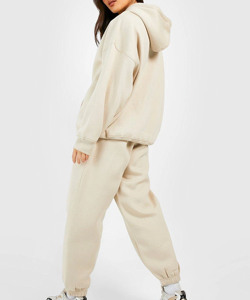 Pull à logo brodé imprimé personnalisé pour femmes Jogging survêtement solide à capuche pantalon de survêtement à capuche ensemble grande taille poids lourd - Product Image 4