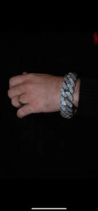 Pulsera de eslabones cubanos de 25mm de Plata de Ley 925 sólida, pulsera de hip hop de moissanita de plata blanca para joyería de moda para hombres - Product Image 3