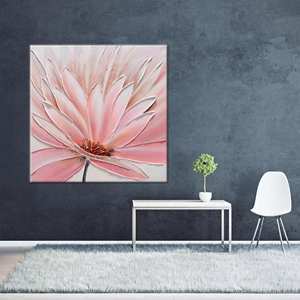 Toile imprimée : Art floral rose sur verre trempé - Design botanique moderne, encadré style galerie - Product Image 1