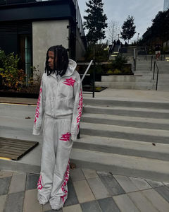 Sweat à capuche et pantalon de survêtement de sport à sublimation délavés à l'acide Ensemble deux pièces personnalisé de grande taille Survêtement de jogging pour hommes - Product Image 5