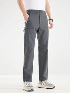 Pantalon de golf décontracté à coupe étroite pour homme, 4 poches zippées, séchage rapide, pantalon cargo de marche en nylon étiré en coton léger pour l'extérieur - Product Image 1