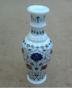 แจกันดอกไม้หินอ่อนงานฝีมือสมัยใหม่ แกะสลักและลงสีได้ตามต้องการ แจกันตั้งโต๊ะสำหรับตกแต่งบ้านและเป็นของขวัญ - Product Image 3