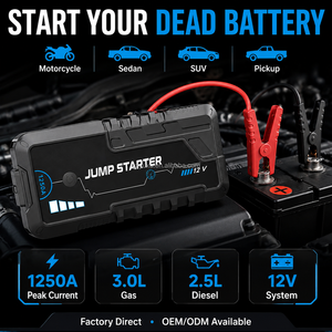 Arrancador de Baterías Portátil para Motocicletas y Camiones C1 OEM ODM, 12V 6000mAh, 300A de Arranque, 600A de Pico, con Luz de Emergencia LED - Product Image 1