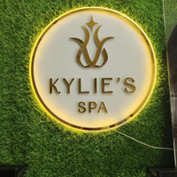 Logo d'entreprise en métal 3D personnalisé, acrylique blanc/transparent, étanche IP65, enseigne au néon rétroéclairée pour salons de beauté, salons de coiffure, entreprises
