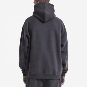 Custom hoodie vendors wholesale 450 grams <b>pullover</b> no drawstring plain oversize hoodie <b>men</b> 80% cotton 20% polyester hoodies - Product Image 2