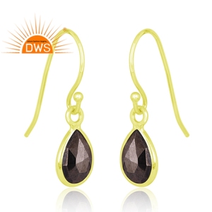 Latest Trending Sterling Silver 18K Gold Plated Natural Hematite Gemstone Dangle <b>Earring</b> Demi <b>Fine</b> Jewelry Manufacturer - Product Image 2