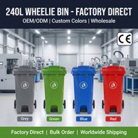 Poubelle intelligente 240L en plastique écologique avec étiquette RFID, bac à déchets extérieur robuste à roulettes avec couvercles et frein de roue