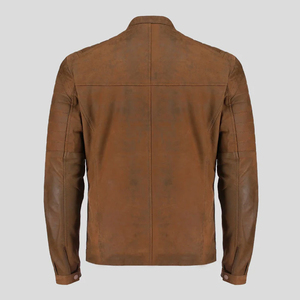 Veste en cuir vintage décontractée pour hommes authentiques avec revers manteaux chauds pour un usage quotidien - Product Image 5