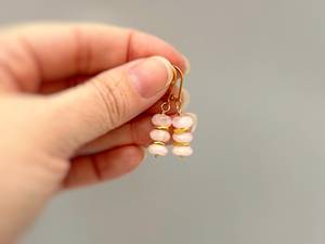 Pendientes colgantes de plata de ley 925, joyería Bohemia hecha a mano con piedras preciosas de morganita chapadas en oro para bodas - Product Image 4