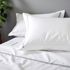 Funda De Almohada moderna de satén de polialgodón refinado 4040S 250T dobladillo francés técnica tejida a rayas funda de almohada de tamaño estándar - Product Image 3