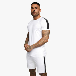 Ensembles de t-shirts et shorts d'été personnalisés de haute qualité pour hommes Style décontracté confortable tissu tricoté de couleur unie en gros - Product Image 5