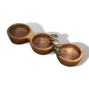 Bol en bois de grande capacité avec poignée en métal adapté aux salades et repas de taille familiale parfait pour les fêtes et les occasions spéciales - Product Image 3