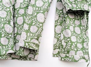 Conjunto de pijama de dama de honor con estampado de bloque de algodón 100% indio para mujer - Product Image 2