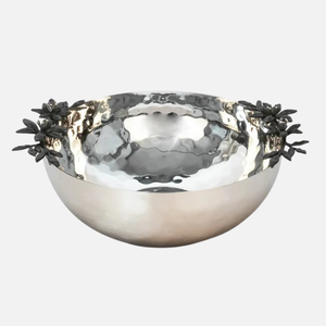 Bol décoratif en métal avec poignée en forme de branche, argent antique avec accents dorés, bols de service pour les collations sèches aux fruits. - Product Image 5
