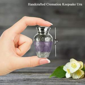 <b>Large</b> Purple Cremation <b>Urn</b> with One Keepsake for Human Ashes Handcarved Decorative <b>Urns</b> for Adult Ashes Women & Men - Product Image 6