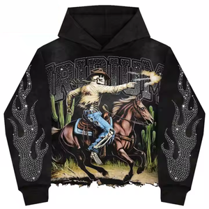 เสื้อฮู้ดดี้แบบสวม Unisex ปักโลโก้ตามสั่ง ประดับคริสตัลทั่วตัว ระบายอากาศ กันลม ผลิตจากโพลีเอสเตอร์ 100% สำหรับฤดูหนาว - Product Image 1