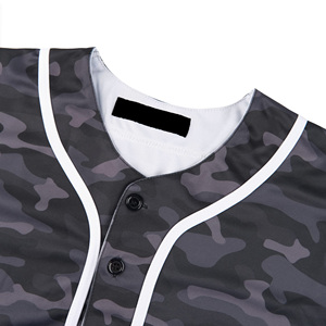 Camiseta de béisbol de camuflaje personalizada para jóvenes, camiseta de béisbol de material ecológico, malla con botones, aparejos transpirables, sarga, letras bordadas - Product Image 3