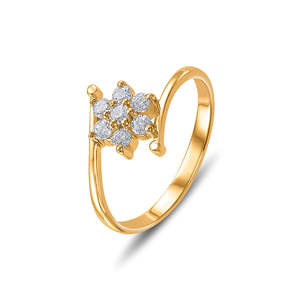 Lily Twist Women's Gold Stainless Steel <b>Open</b> <b>Ring</b> with Zircon Fashion Wedding Jewelry - Product Image 4