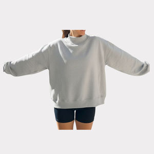 Heavyweight 100% algodón mujeres de gran tamaño cuello simulado bordado Logo mujeres Otoño/Invierno desgaste sudadera logotipo personalizado - Product Image 6