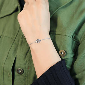 NOVAMART Fine Zarkan Linear Silver <b>Bracelet</b> with Leaf Cut Diamond Elegant <b>Bangles</b> & <b>Bracelets</b> Collection Wholesale Export - Product Image 2