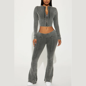 High Quality Custom logo Print or <b>Embroidery</b> Acid-washed Cotton 420gsm Hoodie and Jogging Pants <b>Set</b> Wool Tracksuit 2 piece <b>set</b> - Product Image 1