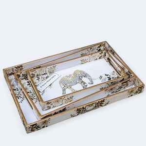 Bandeja de servicio ecológica hecha a mano de calidad superior con tamaño personalizable y logotipo para organizar artículos de exhibición en cada habitación de su hogar - Product Image 2