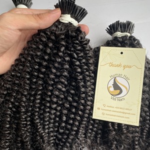 Vente en gros, Extensions de cheveux humains péruviens, frisés, bouclés, couleur naturelle, I Tip, cheveux humains naturels - Product Image 3
