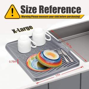 Large Square <b>Silicone</b> Dish Drying <b>Mat</b> with Built-In Drain Non-Slip Eco-Friendly for Kitchen Counters - Product Image 3