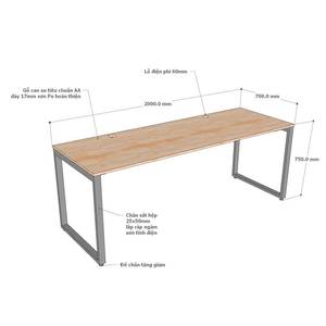 Escritorio de Oficina Rectangular Minimalista Moderno de Roble con Superficie de Madera de Caucho Resistente y Patas de Hierro - Product Image 5