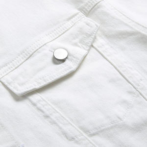 Latest Design Men's Winter <b>Denim</b> <b>Jacket</b> <b>White</b> Color Turn-down Collar Long Sleeves Lightweight Front Customizable OEM Service - Product Image 4