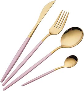 Classic Design Gold Finished Metal <b>Cutlery</b> <b>Set</b> With Slim Long Handle for Home & Wedding Dinnerware Flatware <b>Sets</b> - Product Image 5