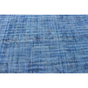 พรมตุรกีวินเทจ ขนาดใหญ่ 5.3x8.6 ฟุต พรมลายอิคัตสีน้ำเงินดำ - Product Image 5