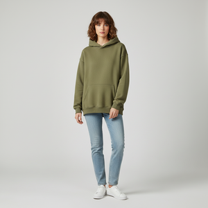 Sweats à capuche surdimensionnés en gros, logo personnalisé, pull uni, molleton de coton premium, blancs pour les marques de streetwear, vente en gros unisexe - Product Image 1