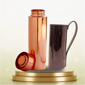 New Arrival Customizable Handmade 100% Pure Copper <b>Water</b> <b>Bottle</b> with Straw for Design Ayurvedic Health Benefits - Product Image 2