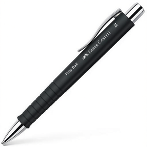 Stylo bille Faber-Castell Poly Ball 0,5 mm M bleu, encre noire résistante aux documents, corps noir - Product Image 3