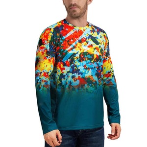 Protection solaire pour hommes UPF 50 + chemises à manches longues course à pied entraînement athlétique chemise de gymnastique UV natation poisson éruption garde randonnée en plein air hommes - Product Image 6