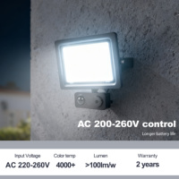 Lampu Sorot LED PIR Pintar Tahan Air IP54 Aluminium 30W/50W dengan Sensor Gerak, Garansi 2 Tahun, untuk Garasi, Taman