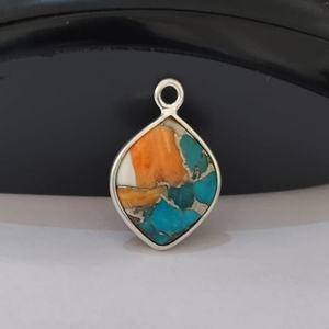 Superb Mohave Spiny Oyster cobre turquesa 12x16mm bisel ajuste Marquesa cabujón sólido 925 plata esterlina encanto colgante - Product Image 2