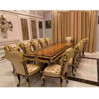 Ensemble de table et de chaises à manger en teck sculpté à la main, design moderne, style italien haut de gamme, 12 places, taille personnalisée, durable