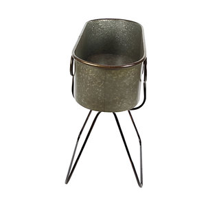 Support en fer de vente chaude supports de jardinière en fer forgé jardinière longue ovale galvanisée avec jardinière faite à la main marron à bas prix - Product Image 5