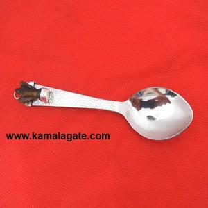 Vente en gros cuillère de guérison en métal argenté agate améthyste sculptée pierre angélique incurvée pierre semi-précieuse artisanat en vente - Product Image 4