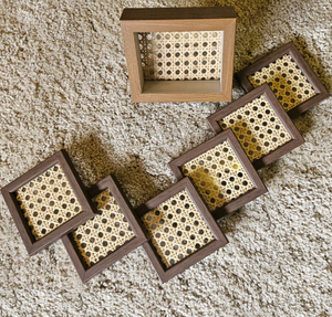 Dessous de verre en rotin personnalisé de forme carrée Exportateur de sous-verres en rotin naturel Dessous de verre décoratifs - Product Image 1