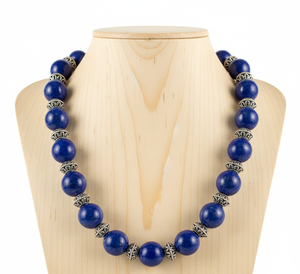 สร้อยข้อมือและสร้อยคอเงินทิเบตคุณภาพสูงขนาด 18 นิ้ว ประดับลูกปัดทรงเรขาคณิต งานถักมือสำหรับทุกเพศทุกวัย ดีไซน์ทันสมัย ประดับด้วยลาพิส ลาซูลีธรรมชาติ เหมาะสำหรับเป็นของขวัญ - Product Image 6