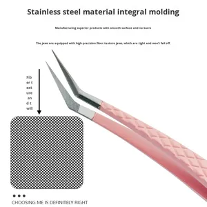 Pinzas Profesionales de Acero Inoxidable para Extensión de Pestañas, Curvas y Rectas, para Uso Profesional en Salones de Belleza - Product Image 5