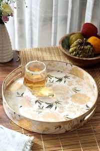 Juego de 3 platos de servicio rectangulares anidados de estilo, bandeja de postre decorativa con acabado de bambú de madera maciza MDF, comida de cocina para el hogar - Product Image 3