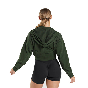 Top corto de lona informal de talla XS para mujer, sudadera de invierno de Punto ligero, soporte de alto impacto, servicios OEM impresos personalizados - Product Image 2